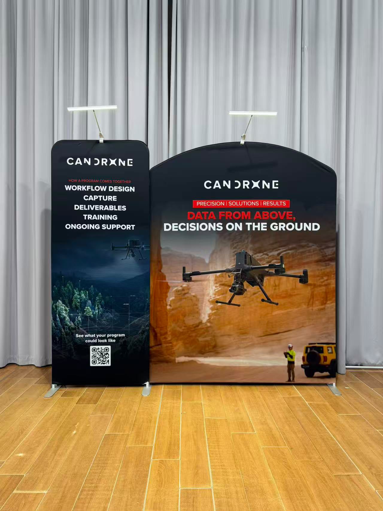 Custom trade show backdrop stand with printed display graphic in Vancouver